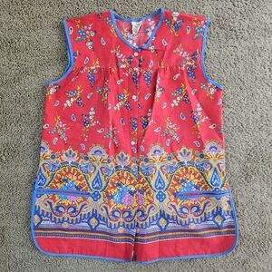 Another Fine Artistic Creation Red Paisley Multicolor Snap Up Blouse Shirt